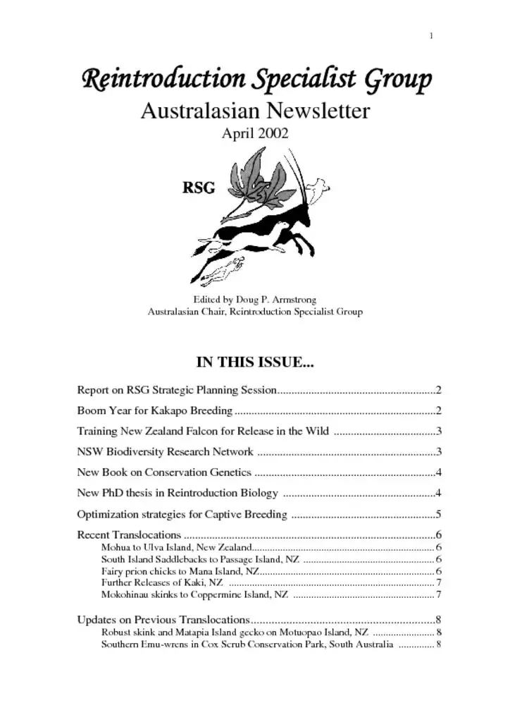 Cover of RSG Oceania Newsletter 2002