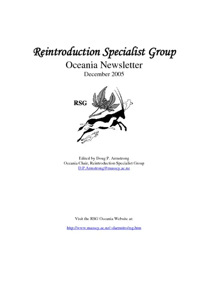 Cover of RSG Oceania Newsletter 2005