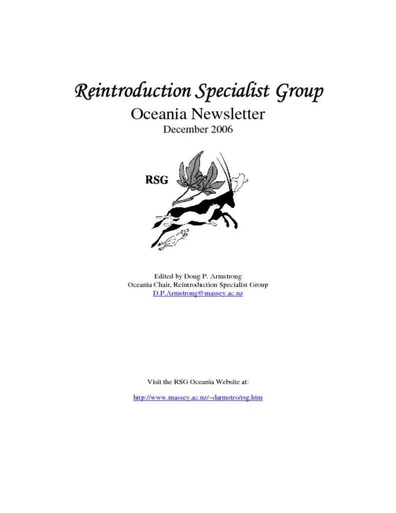 Cover of RSG Oceania Newsletter 2006