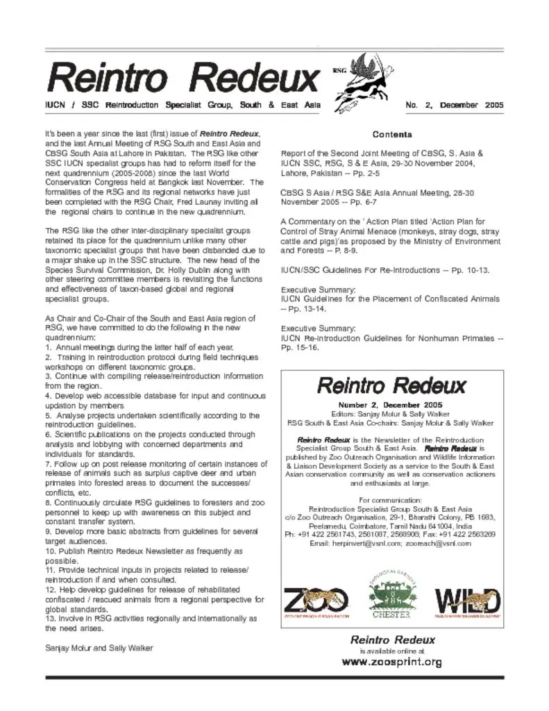 Cover of Reintro Redeux December 2005