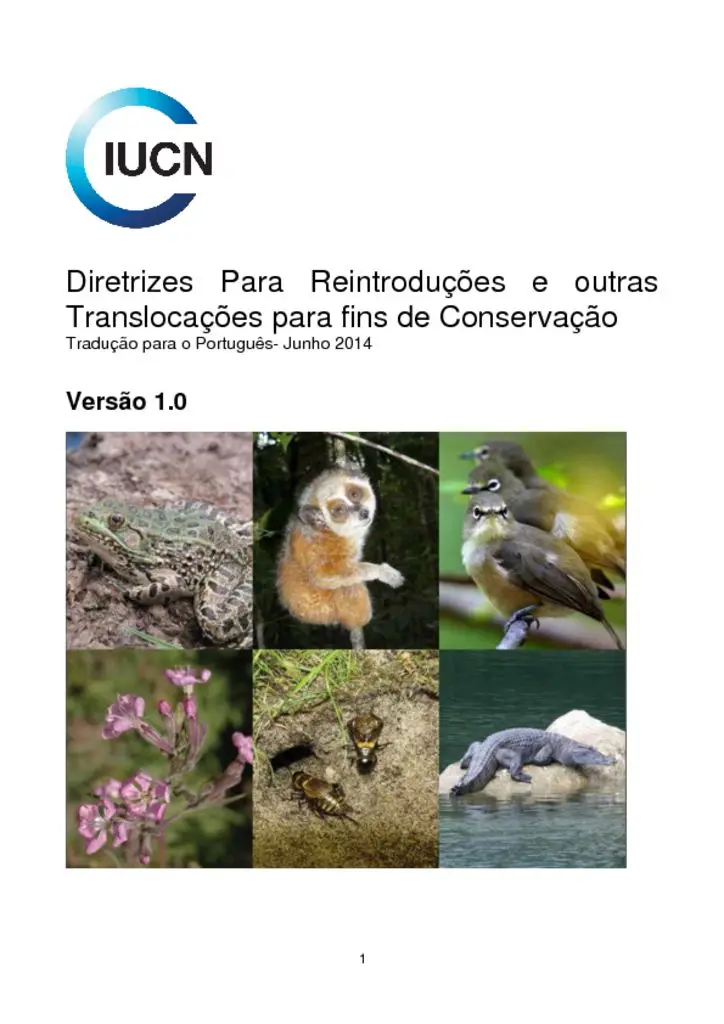 Cover of Guidelines for Reintroductions and Other Conservation Translocations – Portuguese